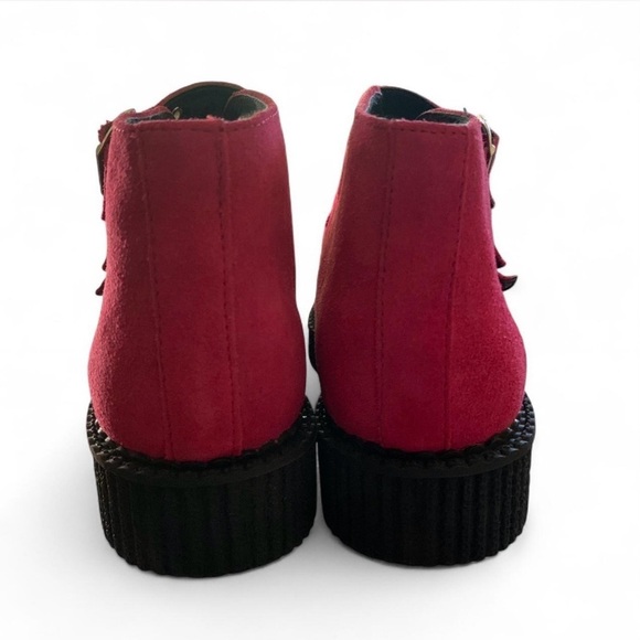 T.U.K Creepers A8507 Pink Ankle Boots with Buckle Straps US W 7.5 EU 38 90’s - Picture 4 of 7